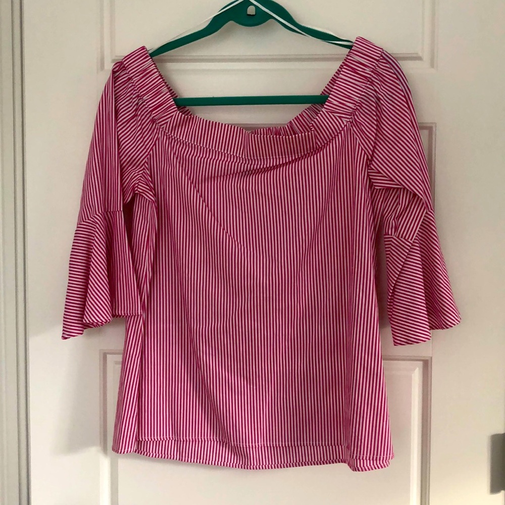 Off shoulder pink stripped top